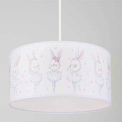 Brilagi - Lampadario LED per bambini a sospensione con cavo BOBO 1xE27/60W/230V Ø 35 cm bianco/coniglietti