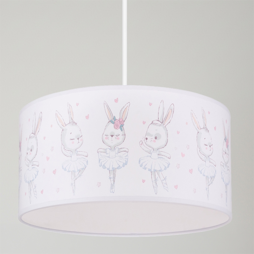 Brilagi - Lampadario LED per bambini a sospensione con cavo BOBO 1xE27/60W/230V Ø 35 cm bianco/coniglietti