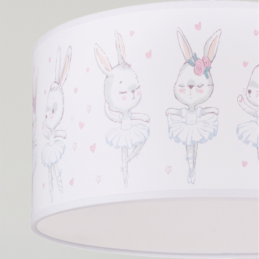 Brilagi - Lampadario LED per bambini a sospensione con cavo BOBO 1xE27/60W/230V Ø 35 cm bianco/coniglietti