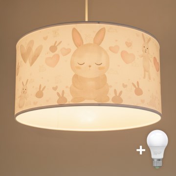 Brilagi - Lampadario LED per bambini a sospensione con cavo BOBO 1xE27/60W/230V Ø 35 cm bianco/coniglietti
