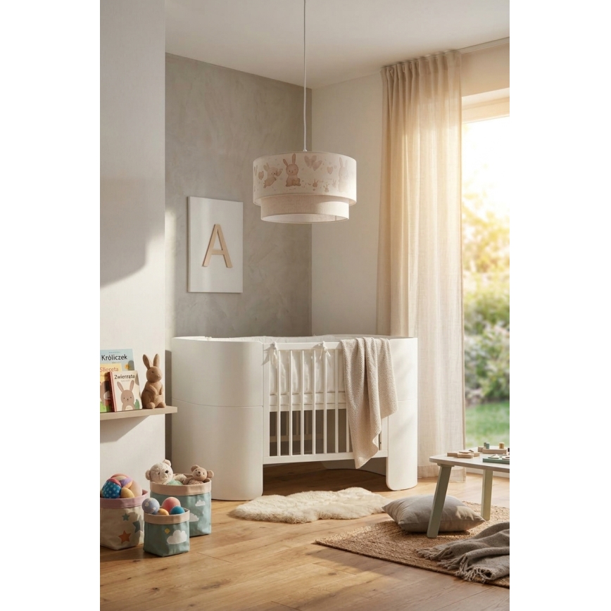Brilagi - Lampadario LED per bambini a sospensione con cavo BOBO 1xE27/60W/230V Ø 35 cm bianco/coniglietti
