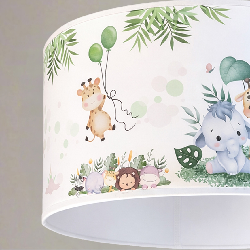Brilagi - Lampadario LED per bambini a sospensione con cavo BOBO 1xE27/60W/230V Ø 35 cm bianco/giungla