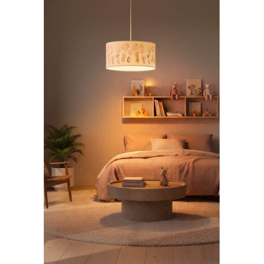 Brilagi - Lampadario LED per bambini a sospensione con cavo BOBO 1xE27/60W/230V Ø 35 cm bianco/motivo animali