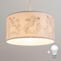 Brilagi - Lampadario LED per bambini a sospensione con cavo BOBO 1xE27/60W/230V Ø 35 cm bianco/unicorni