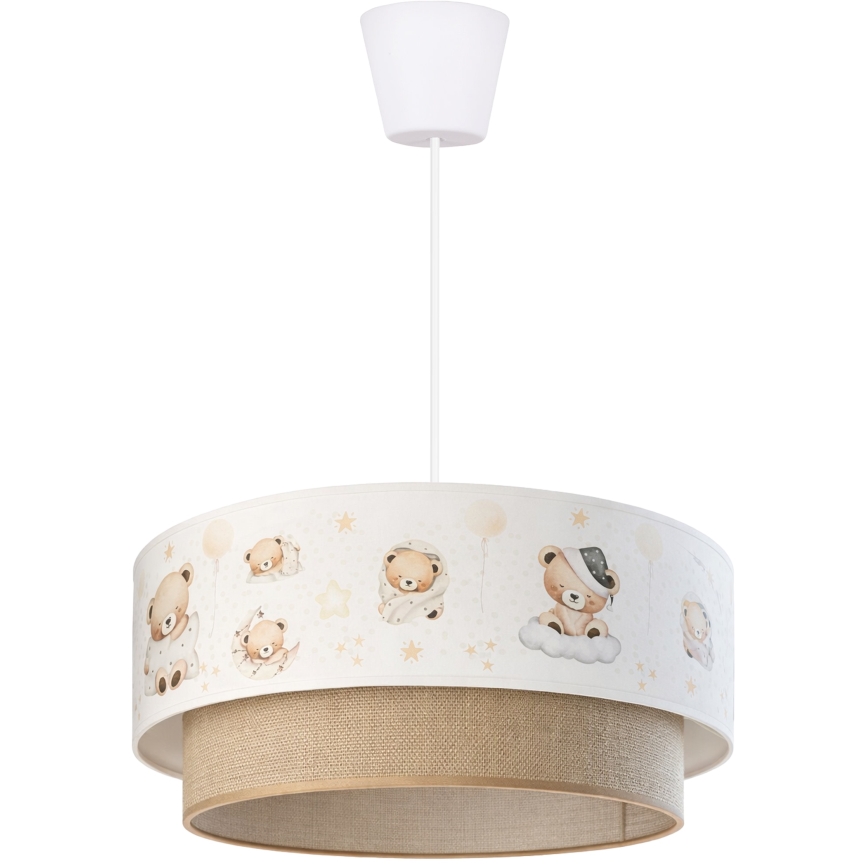 Brilagi - Lampadario LED per bambini a sospensione con cavo BOBO 1xE27/60W/230V Ø 40 cm bianco/beige/con orsetto