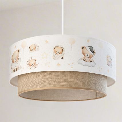 Brilagi - Lampadario LED per bambini a sospensione con cavo BOBO 1xE27/60W/230V Ø 40 cm bianco/beige/con orsetto