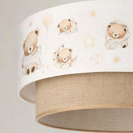 Brilagi - Lampadario LED per bambini a sospensione con cavo BOBO 1xE27/60W/230V Ø 40 cm bianco/beige/con orsetto