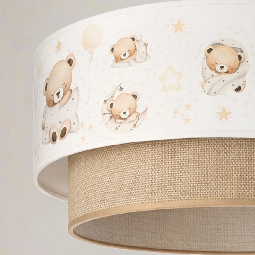 Brilagi - Lampadario LED per bambini a sospensione con cavo BOBO 1xE27/60W/230V Ø 40 cm bianco/beige/con orsetto