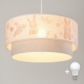 Brilagi - Lampadario LED per bambini a sospensione con cavo BOBO 1xE27/60W/230V Ø 40 cm crema/grigio/coniglietti