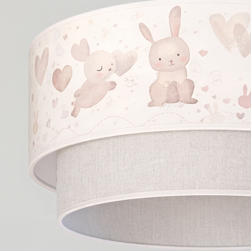 Brilagi - Lampadario LED per bambini a sospensione con cavo BOBO 1xE27/60W/230V Ø 40 cm crema/grigio/coniglietti