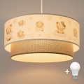 BRILAGI - Lampadario LED per bambini sospeso su cavo BOBO 1xE27/60W/230V Ø 40 cm bianco/beige/orsetti
