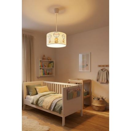 Brilagi - Lampadario LED per bambini su cavo BOBO 1xE27/10W/230V Ø 35 cm bianco/a tema animali