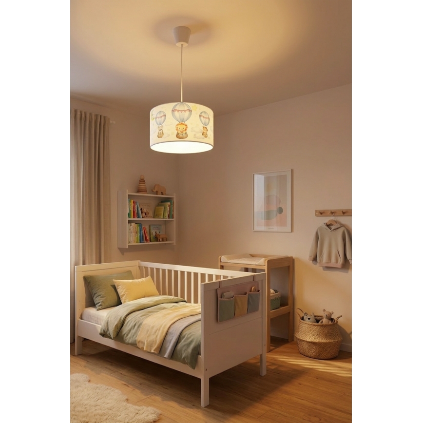 Brilagi - Lampadario LED per bambini su cavo BOBO 1xE27/10W/230V Ø 35 cm bianco/a tema animali