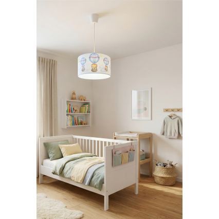 Brilagi - Lampadario LED per bambini su cavo BOBO 1xE27/10W/230V Ø 35 cm bianco/a tema animali