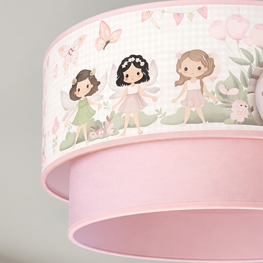 Brilagi - Lampadario LED per bambini su cavo BOBO 1xE27/10W/230V Ø 40 cm rosa/fate