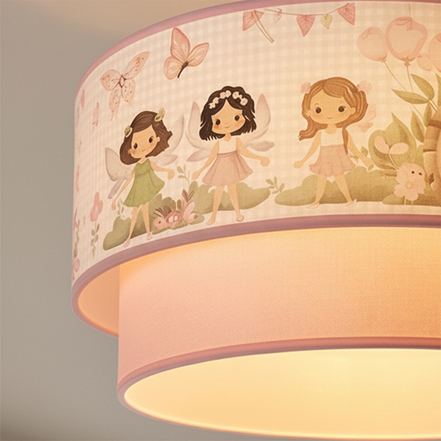 Brilagi - Lampadario LED per bambini su cavo BOBO 1xE27/60W/230V Ø 40 cm rosa/fate