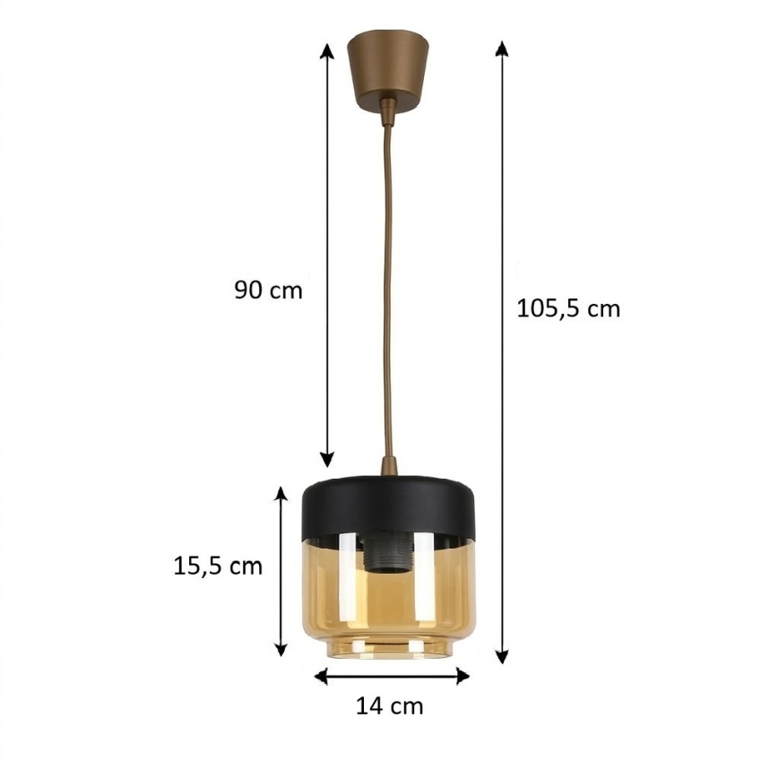 BRILAGI - Lampadario LED a cavo RETRO GLASS 1xE27/60W/230V Ø 14 cm marrone/beige fumé/nero