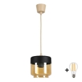Brilagi - Lampadario LED RETRO GLASS 1xE27/60W/230V Ø 14 cm beige/fumé beige/nera