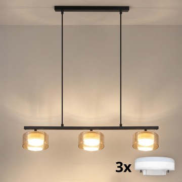 Brilagi - Lampadario LED RGB+CCT dimmerabile a cavo AURA LUX 3xGX53/14W/230V 2700-6500K Wi-Fi Tuya nero/oro