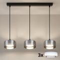 Brilagi - Lampadario LED RGB+CCT dimmerabile a sospensione con cavo AURA LUX 3xGX53/14W/230V 2700-6500K Wi-Fi Tuya nero/fumé