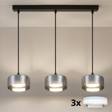 Brilagi - Lampadario LED RGB+CCT dimmerabile a sospensione con cavo AURA LUX 3xGX53/14W/230V 2700-6500K Wi-Fi Tuya nero/fumé
