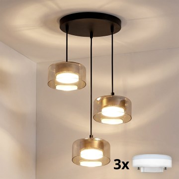 Brilagi - Lampadario LED RGB+CCT dimmerabile sospeso a cavo AURA LUX 3xGX53/14W/230V 2700-6500K Wi-Fi Tuya nero/oro