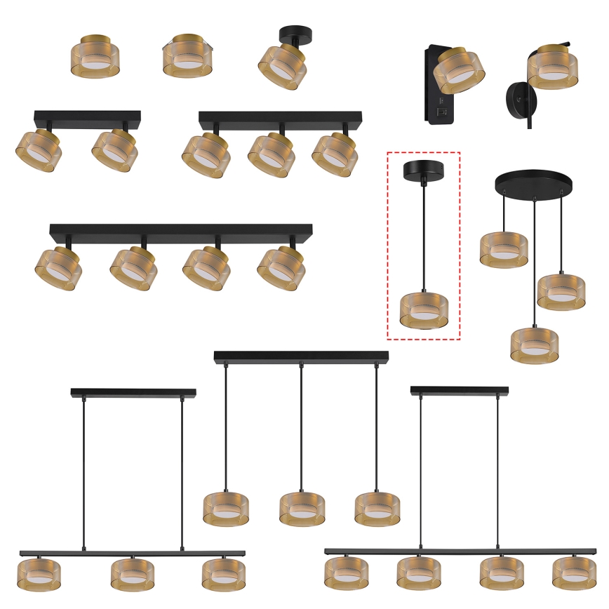 Brilagi - Lampadario LED RGB+CCT dimmerabile su cavo AURA LUX 1xGX53/14W/230V 2700-6500K Wi-Fi Tuya nero/oro