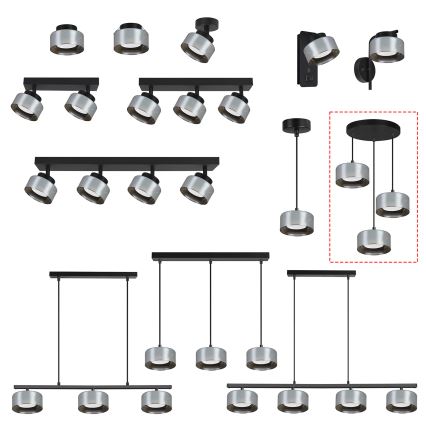 Brilagi - Lampadario dimmerabile LED RGB+CCT a sospensione su cavo AURA LUX 3xGX53/14W/230V 2700-6500K Wi-Fi Tuya nero/fumé