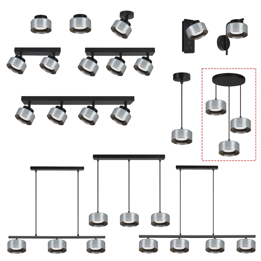 Brilagi - Lampadario dimmerabile LED RGB+CCT a sospensione su cavo AURA LUX 3xGX53/14W/230V 2700-6500K Wi-Fi Tuya nero/fumé