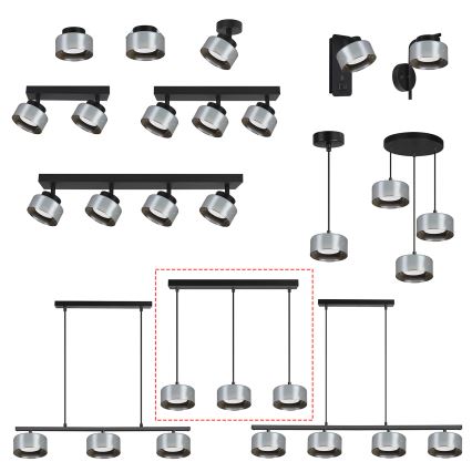 Brilagi - Lampadario LED RGB+CCT dimmerabile a sospensione con cavo AURA LUX 3xGX53/14W/230V 2700-6500K Wi-Fi Tuya nero/fumé