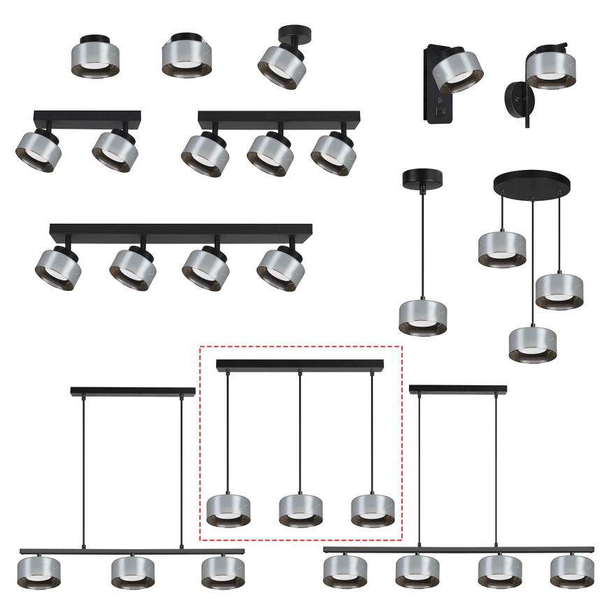 Brilagi - Lampadario LED RGB+CCT dimmerabile a sospensione con cavo AURA LUX 3xGX53/14W/230V 2700-6500K Wi-Fi Tuya nero/fumé