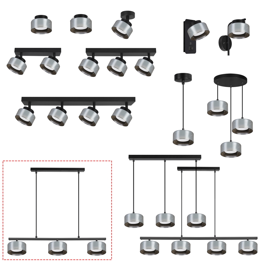 Brilagi - Lampadario dimmerabile a sospensione con cavo LED RGB+CCT AURA LUX 3xGX53/14W/230V 2700-6500K Wi-Fi Tuya nero/fumé