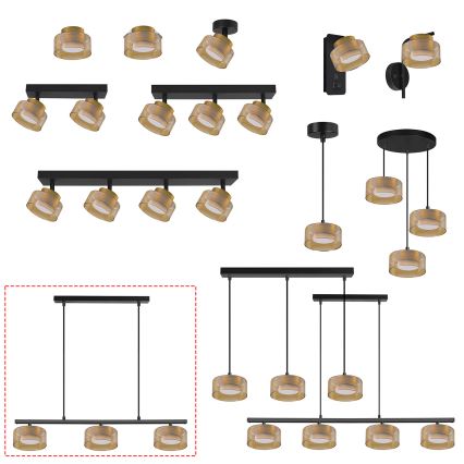 Brilagi - Lampadario LED RGB+CCT dimmerabile a cavo AURA LUX 3xGX53/14W/230V 2700-6500K Wi-Fi Tuya nero/oro