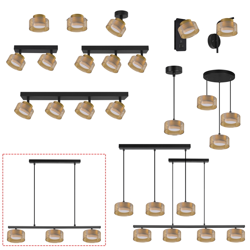 Brilagi - Lampadario LED RGB+CCT dimmerabile a cavo AURA LUX 3xGX53/14W/230V 2700-6500K Wi-Fi Tuya nero/oro