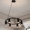 Brilagi - Lampadario LED RGBW dimmerabile a cavo SELE 6xGU10/6,5W/230V 2700-6500K nero + telecomando