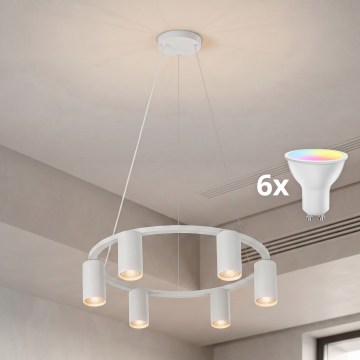 Brilagi - Lampadario LED RGBW dimmerabile a sospensione con cavo SELE 6xGU10/6,5W/230V 2700-6500K bianco + telecomando
