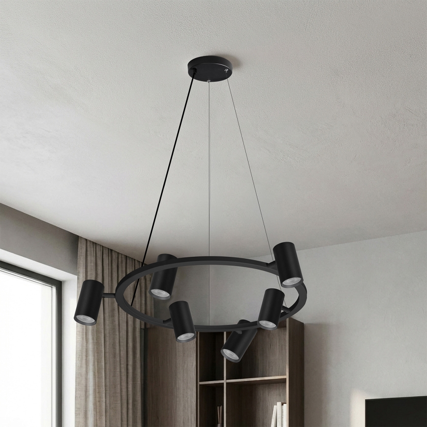 Brilagi - LED RGBW sospensione dimmerabile a cavo SELE 6xGU10/6,5W/230V 2700-6500K nera + telecomando