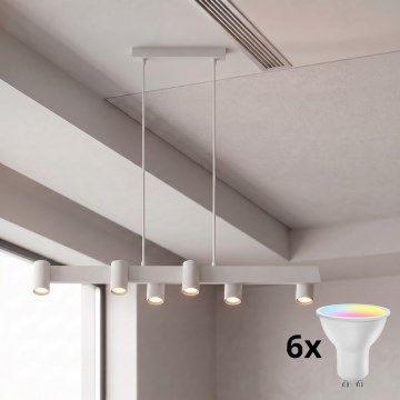 Brilagi - Lampadario LED RGBW dimmerabile a sospensione su cavo SELE 6xGU10/6,5W/230V 2700-6500K bianco + telecomando