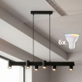 Brilagi - Lampadario LED RGBW dimmerabile a sospensione su cavo SELE 6xGU10/6,5W/230V 2700-6500K nero + telecomando