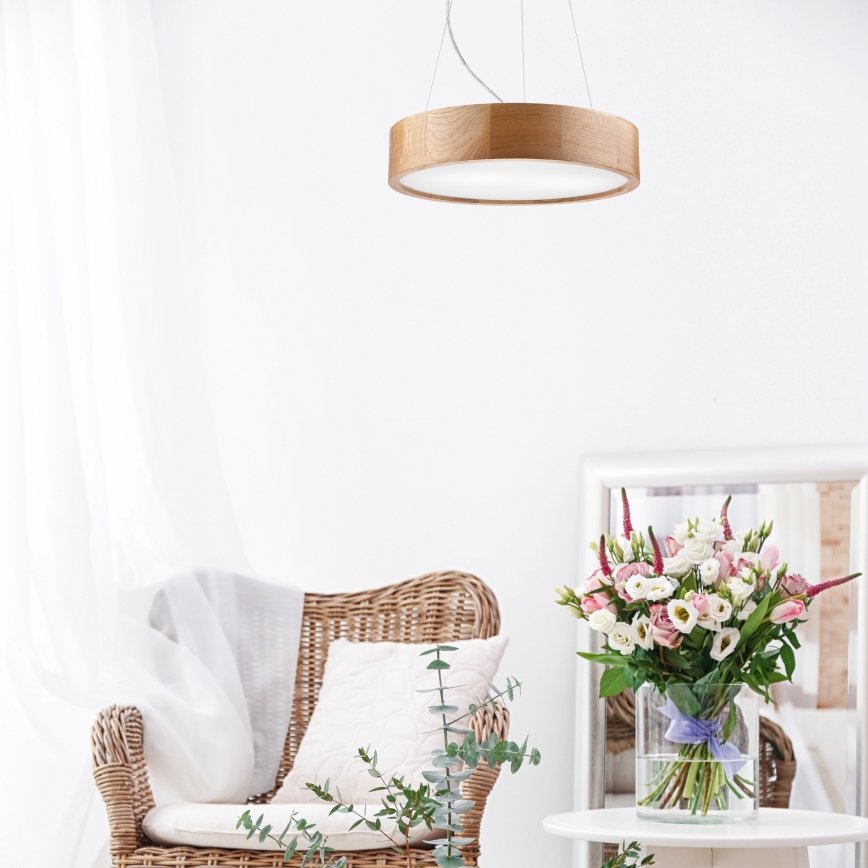 Brilagi - Lampadario LED RGBW dimmerabile sospeso su cavo CARVALHO 2xE27/15W/230V 2700-6500K Wi-Fi rovere Ø 37 cm