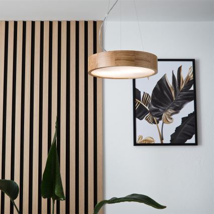 Brilagi - Lampadario LED RGBW dimmerabile sospeso su cavo CARVALHO 2xE27/9W/230V 2700-6500K Wi-Fi rovere Ø 37 cm