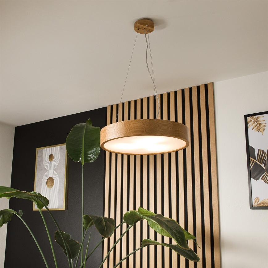 Brilagi - Lampadario LED RGBW dimmerabile sospeso a cavo CARVALHO 3xE27/15W/230V 2700-6500K Wi-Fi rovere Ø 47,5 cm