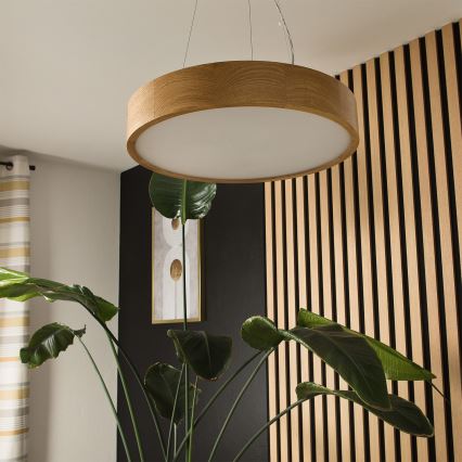 Brilagi - Lampadario LED RGBW dimmerabile sospeso a cavo CARVALHO 3xE27/9W/230V 2700-6500K Wi-Fi rovere Ø 47,5 cm