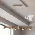 Brilagi - Lampadario LED RGBW dimmerabile su cavo SELE 6xGU10/6,5W/230V 2700-6500K beige + telecomando
