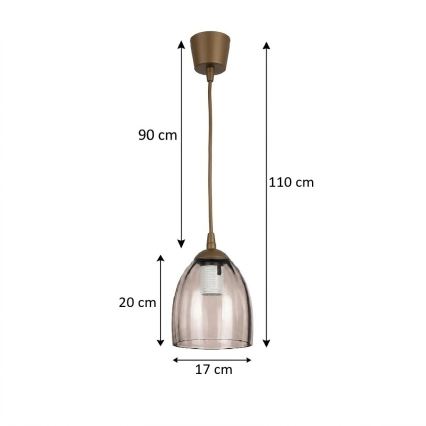 Brilagi - Lampadario LED a sospensione con cavo RETRO GLASS 1xE27/60W/230V Ø 17 cm marrone/beige fumé