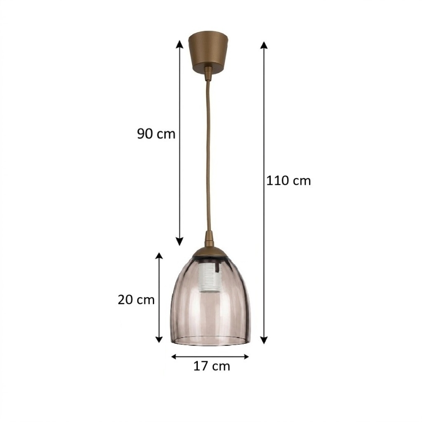 Brilagi - Lampadario LED a sospensione con cavo RETRO GLASS 1xE27/60W/230V Ø 17 cm marrone/beige fumé