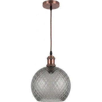 Brilagi - Lampadario LED sospeso a cavo RETRO GLASS 1xE27/60W/230V Ø 25 cm rame/grigio fumé