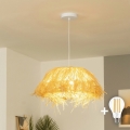 Brilagi - Lampadario LED sospeso con cavo CERIA BOHO 1xE27/40W/230V diam. 40 cm in rafia