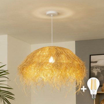 Brilagi - Lampadario LED sospeso con cavo CERIA BOHO 1xE27/40W/230V Ø 60 cm in rafia