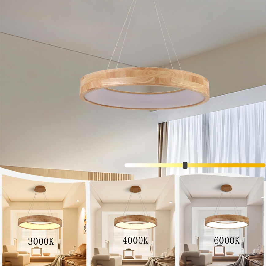 Brilagi - Lampadario LED sospeso con cavo FALCON WOOD LED/40W/230V 3000/4000/6000K Ø 60 cm in legno
